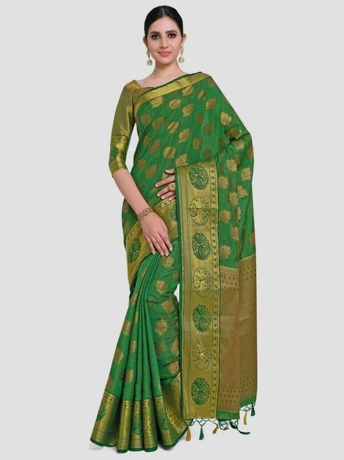 mimosa green woven kanchipuram saree with unstitched blouse