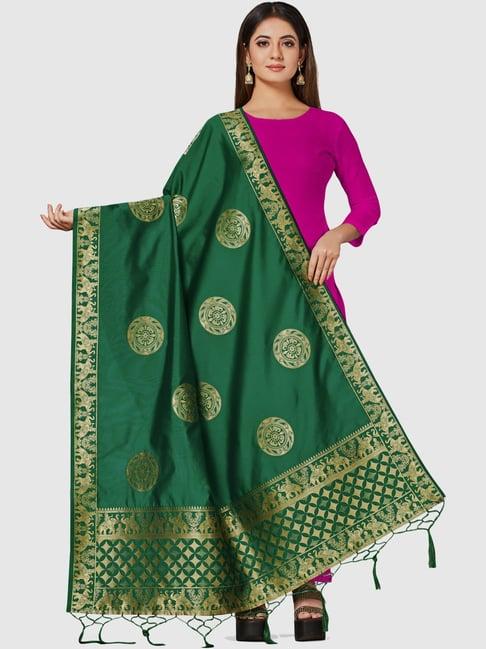 mimosa green woven pattern dupatta