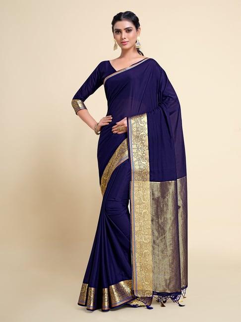 mimosa mysore silk navy blue floral saree with blouse