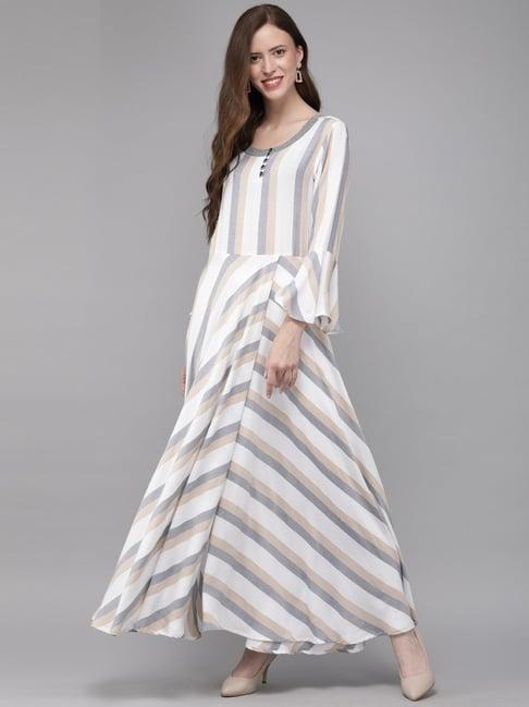 mimosa off-white striped a-line dress