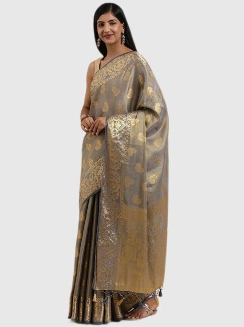 mimosa pewter textured saree with blouse