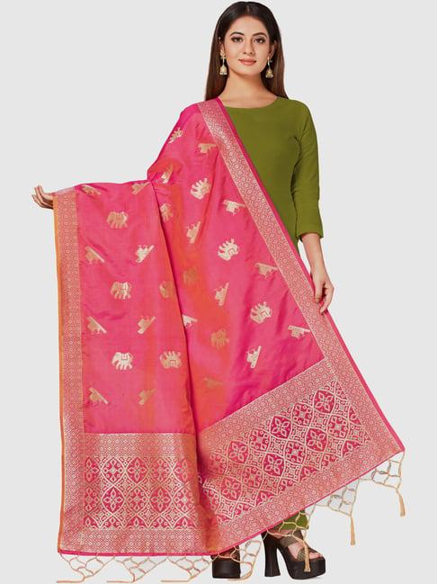 mimosa pink woven pattern dupatta