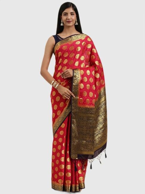 mimosa red textured saree with blouse