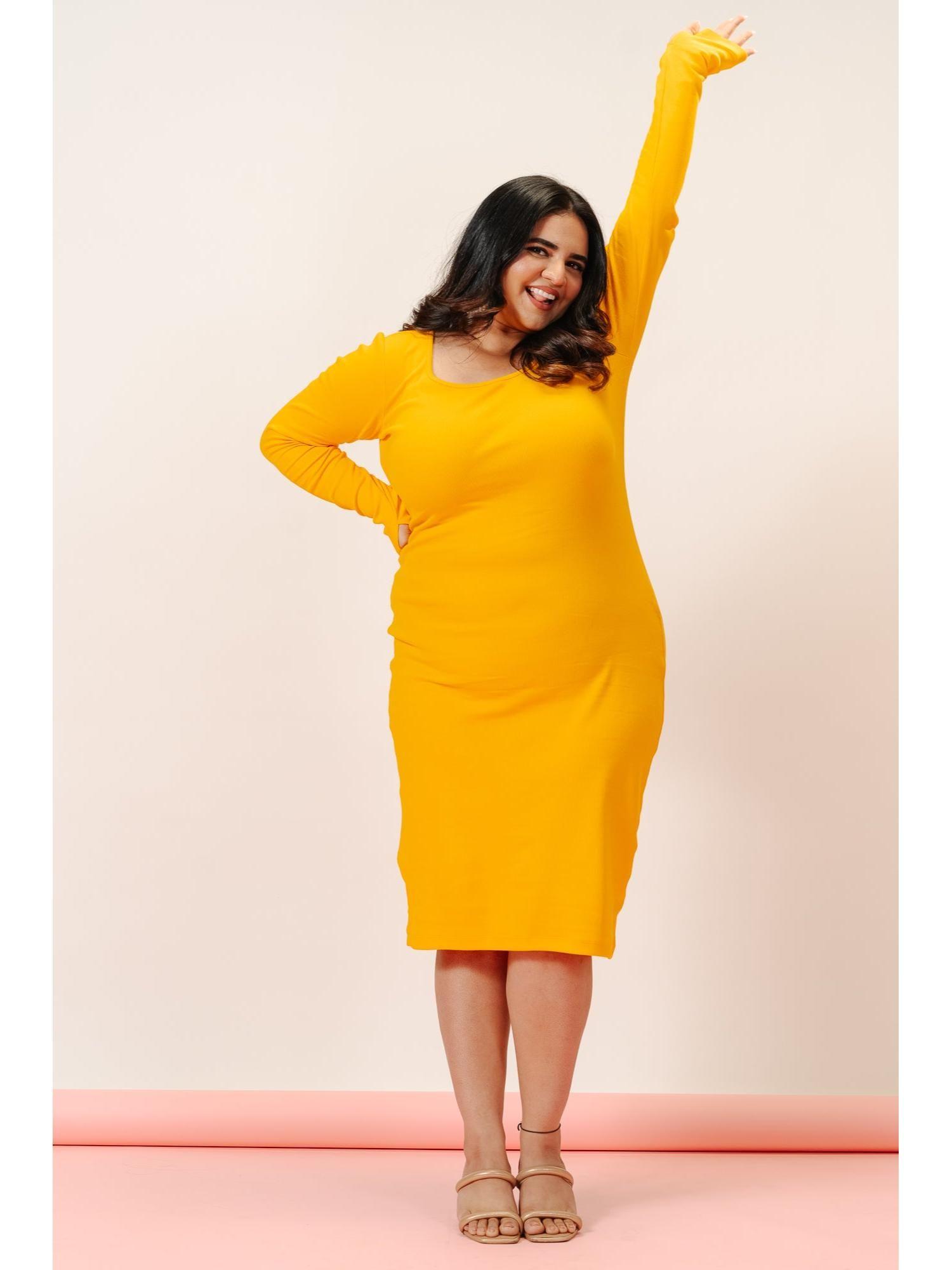 mimosa rib bodycon midi dress