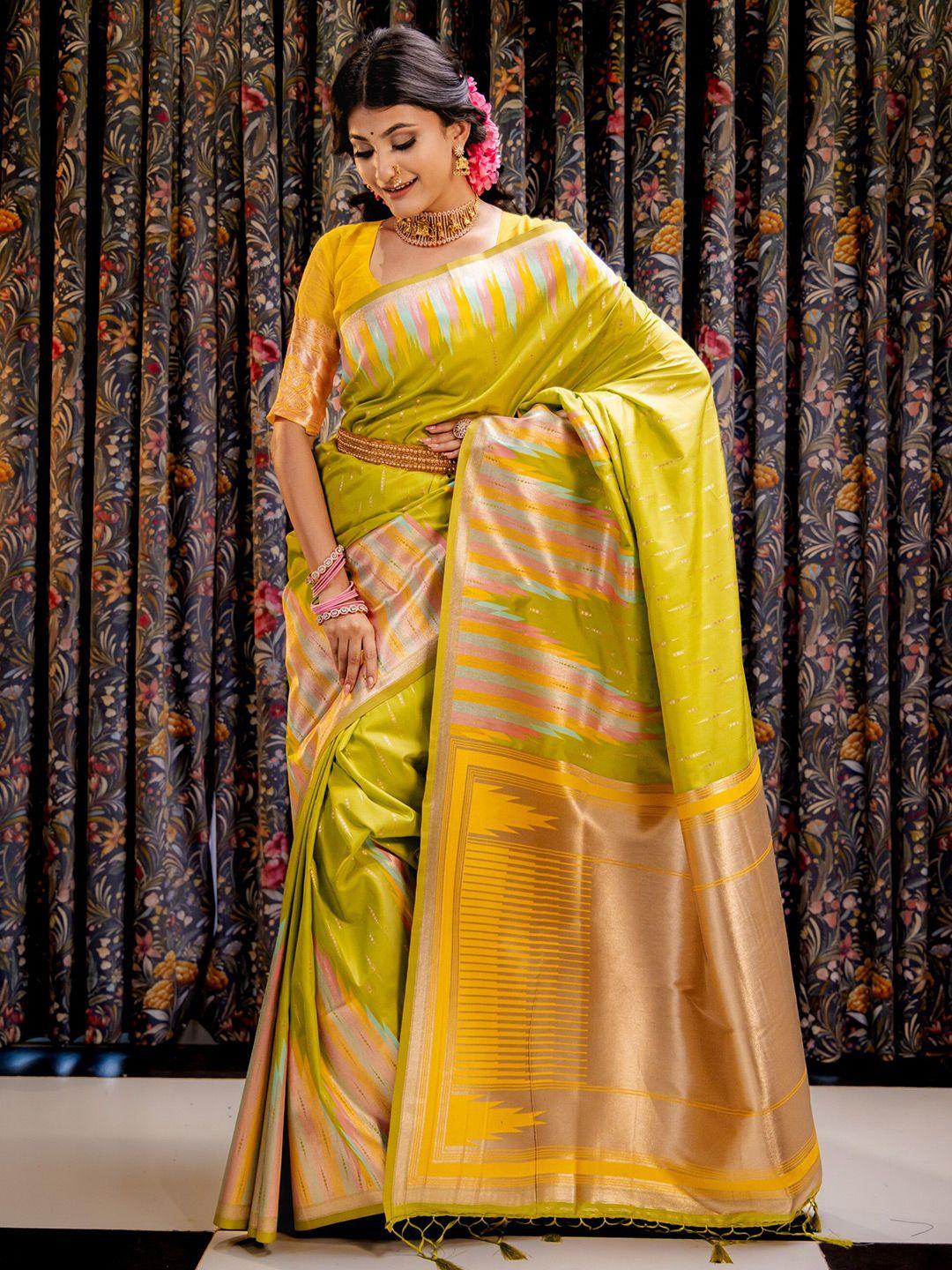 mimosa striped woven design zari art silk kanjeevaram saree