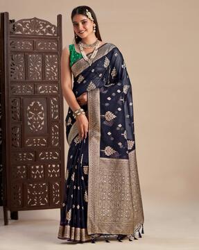 mimosa women's woven design banarasi style organza saree with blouse piece : sa00001161nv saree