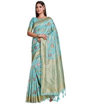 mimosa women's woven design kanjivaram style art silk saree with blouse piece : sa00001058an saree