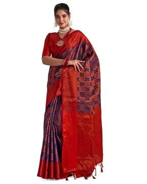 mimosa women's woven design kanjivaram style art silk saree with blouse piece : sa00001129nv saree