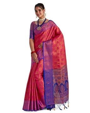 mimosa women's woven design kanjivaram style art silk saree with blouse piece : sa00001129rn saree