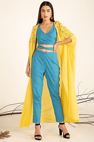 mimosa yellow & aqua blue cape set