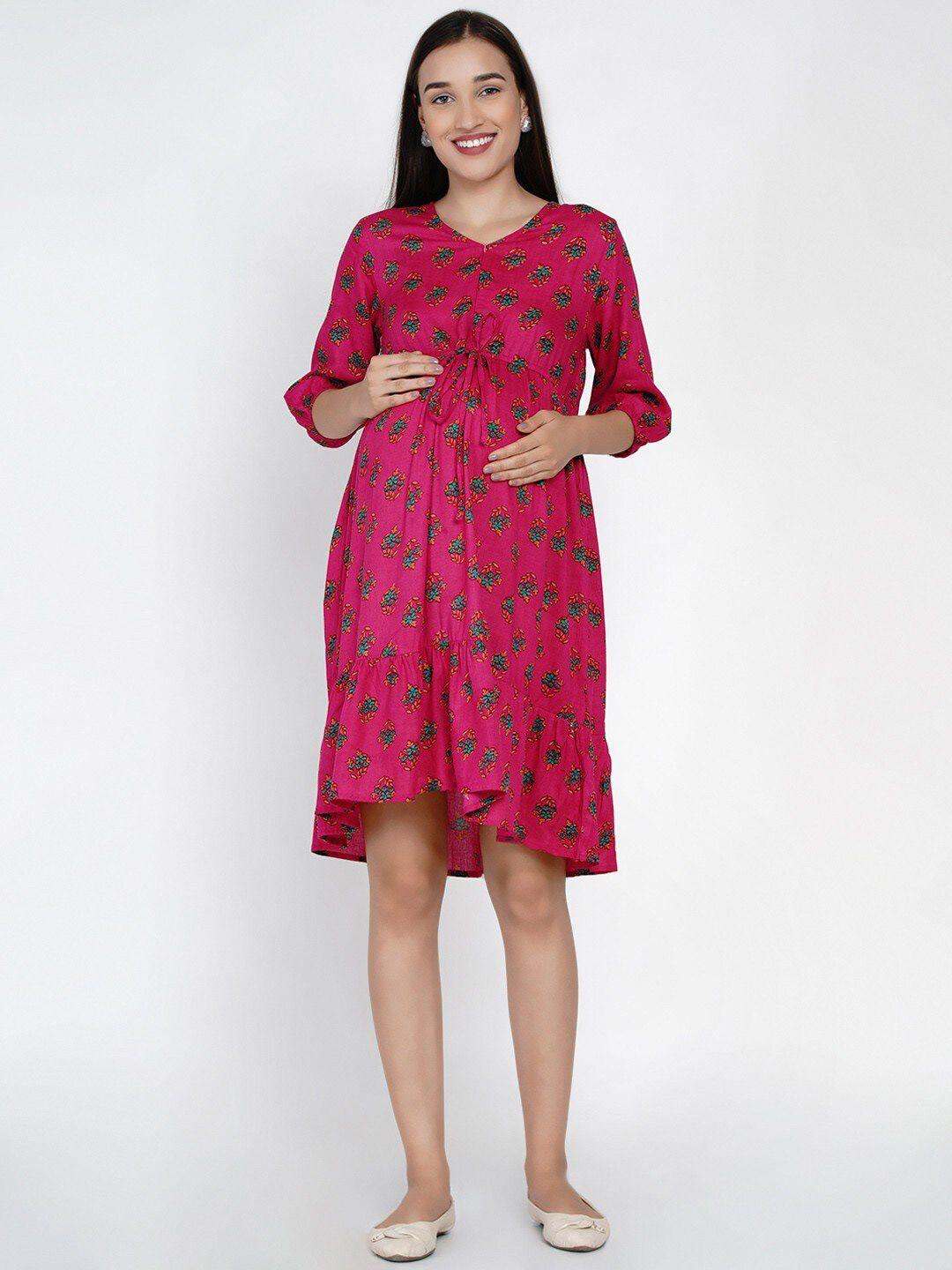 mine4nine floral print maternity a-line dress