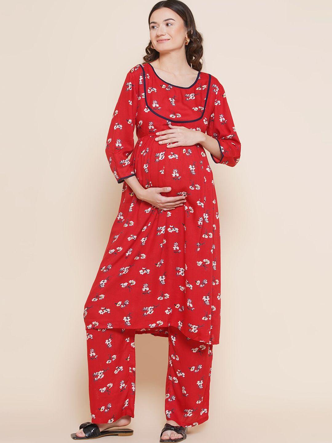 mine4nine floral printed  maternity kurta & palazzos