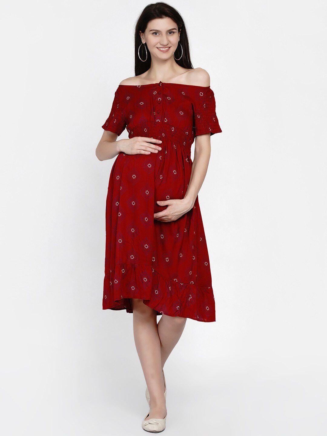 mine4nine floral printed maternity a-line dress