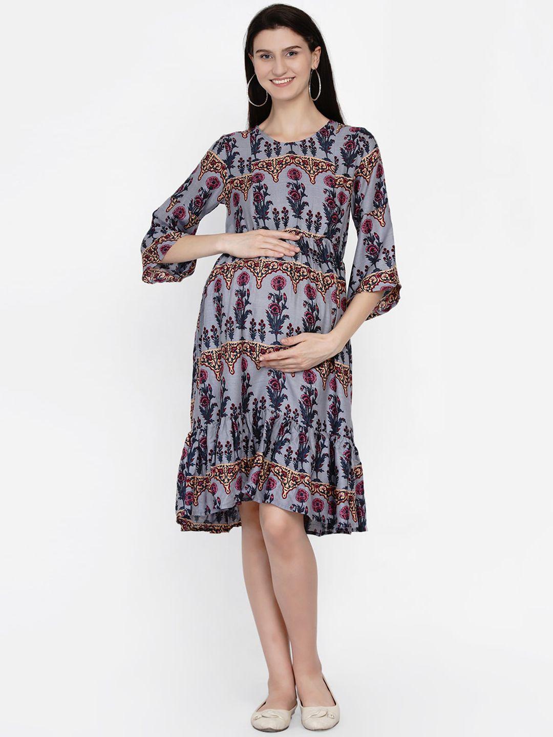 mine4nine grey floral maternity dress