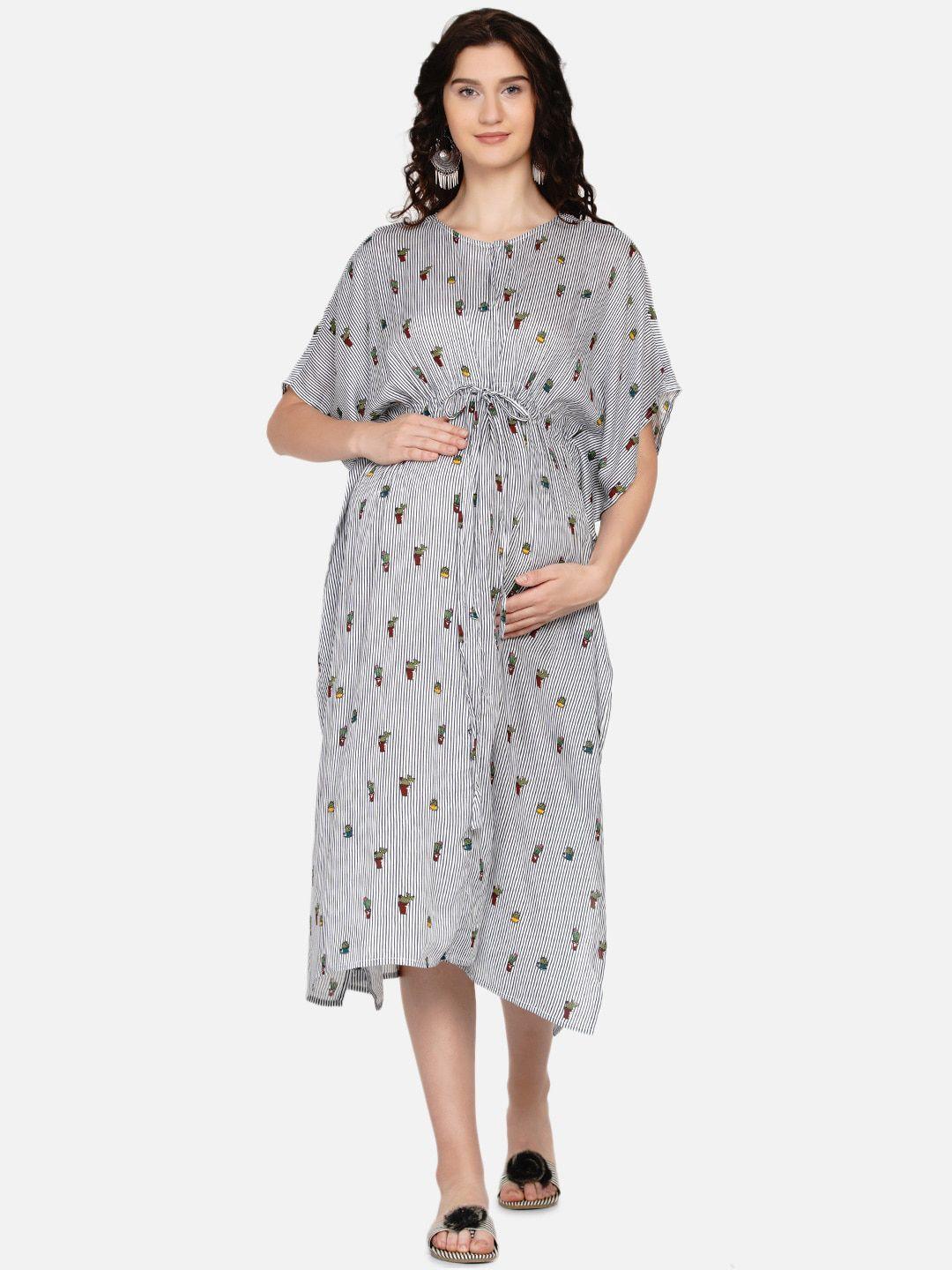 mine4nine grey striped maternity kaftan midi dress