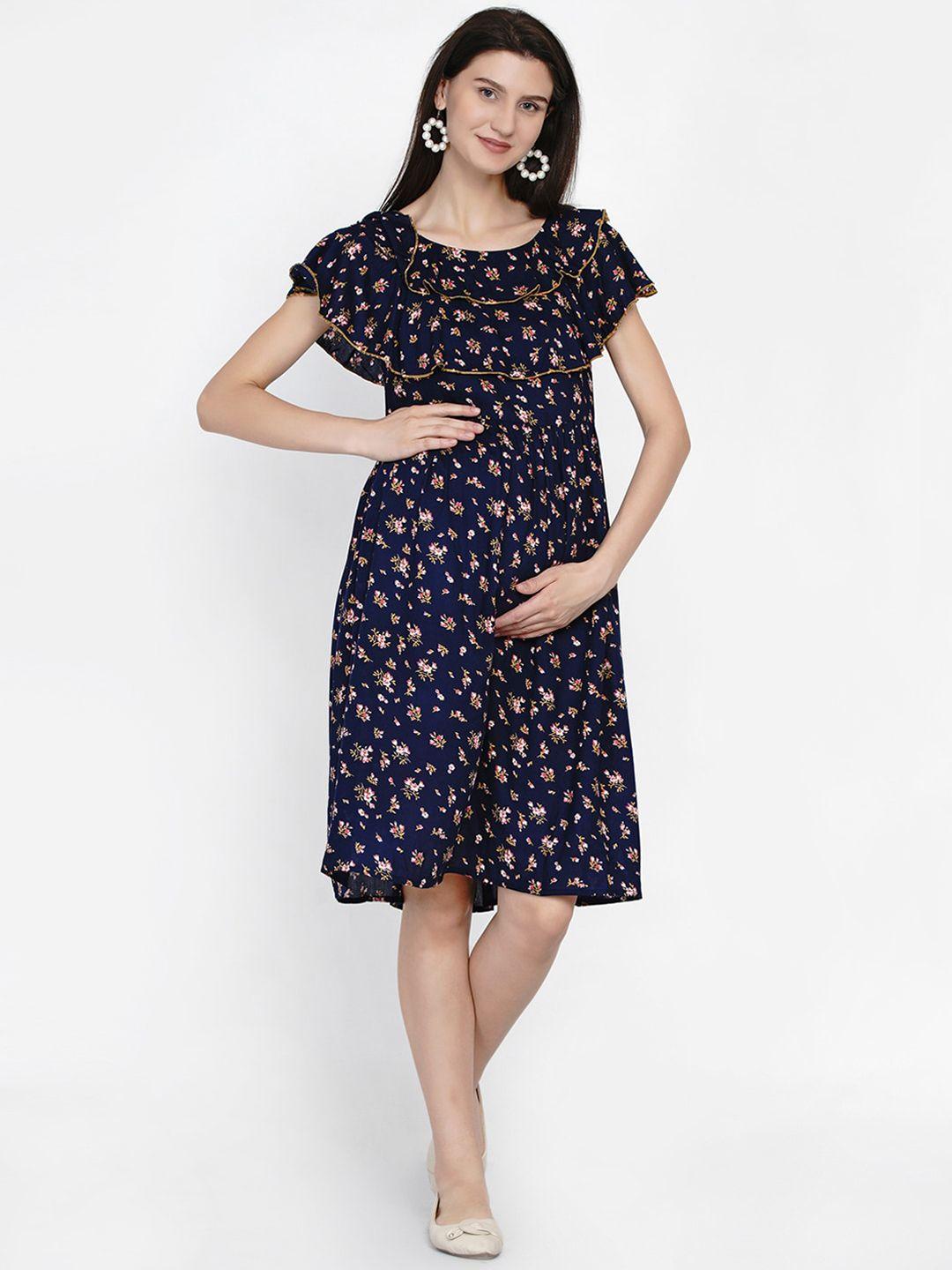 mine4nine navy blue maternity  floral dress