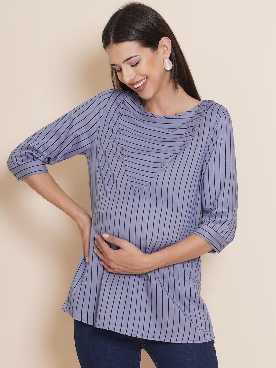 mine4nine striped longline maternity & nursing a-line top