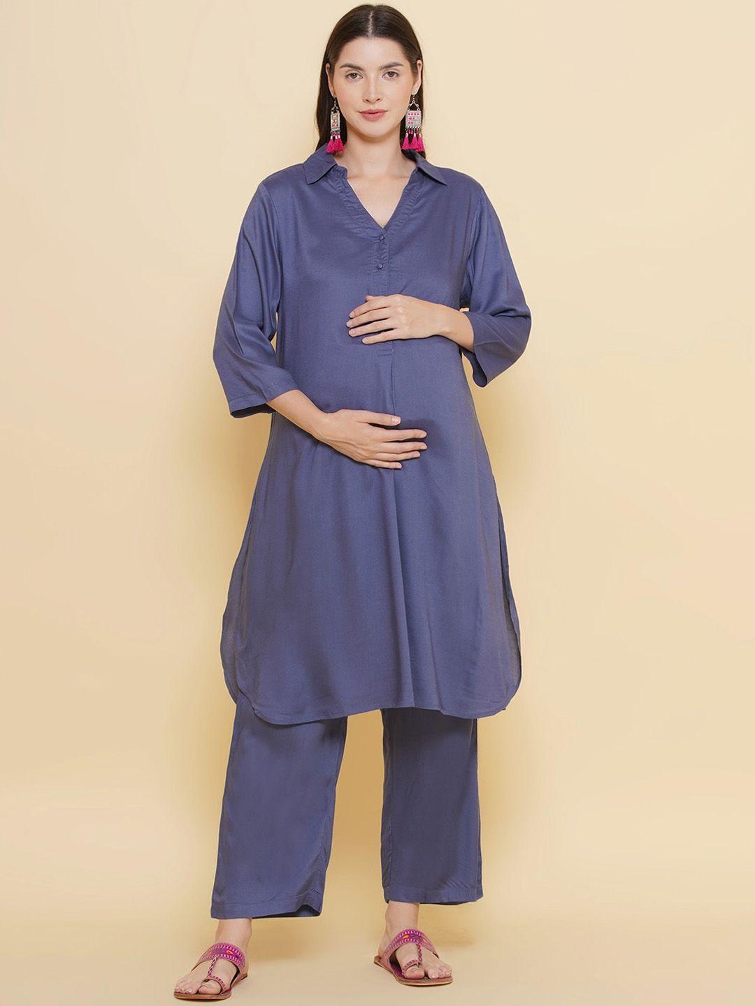 mine4nine women grey regular kurta with trousers