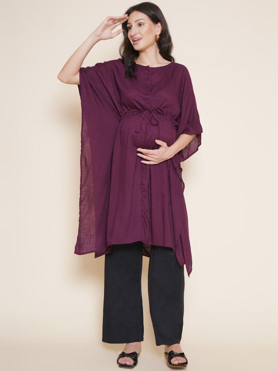 mine4nine women purple regular kurta with trousers