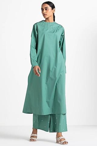 mineral green pintucked tunic set
