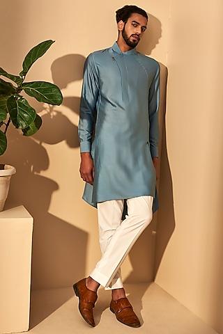 mineral blue asymmetric kurta set