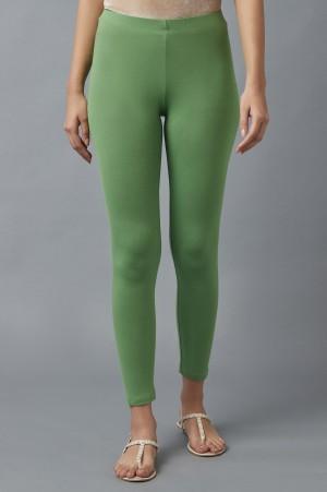 mineral green cotton  lycra cropped tights
