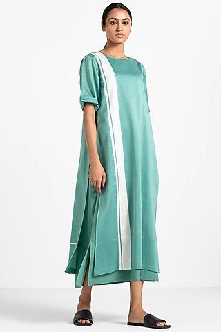 mineral green double-layered dress