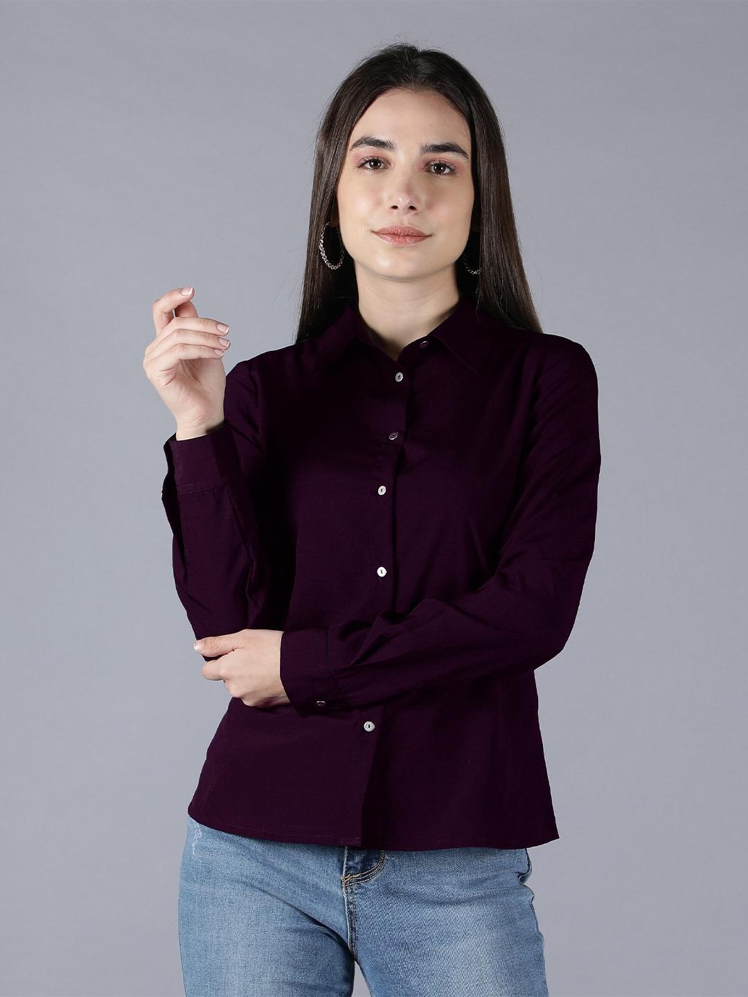 minglay purple crepe shirt style top