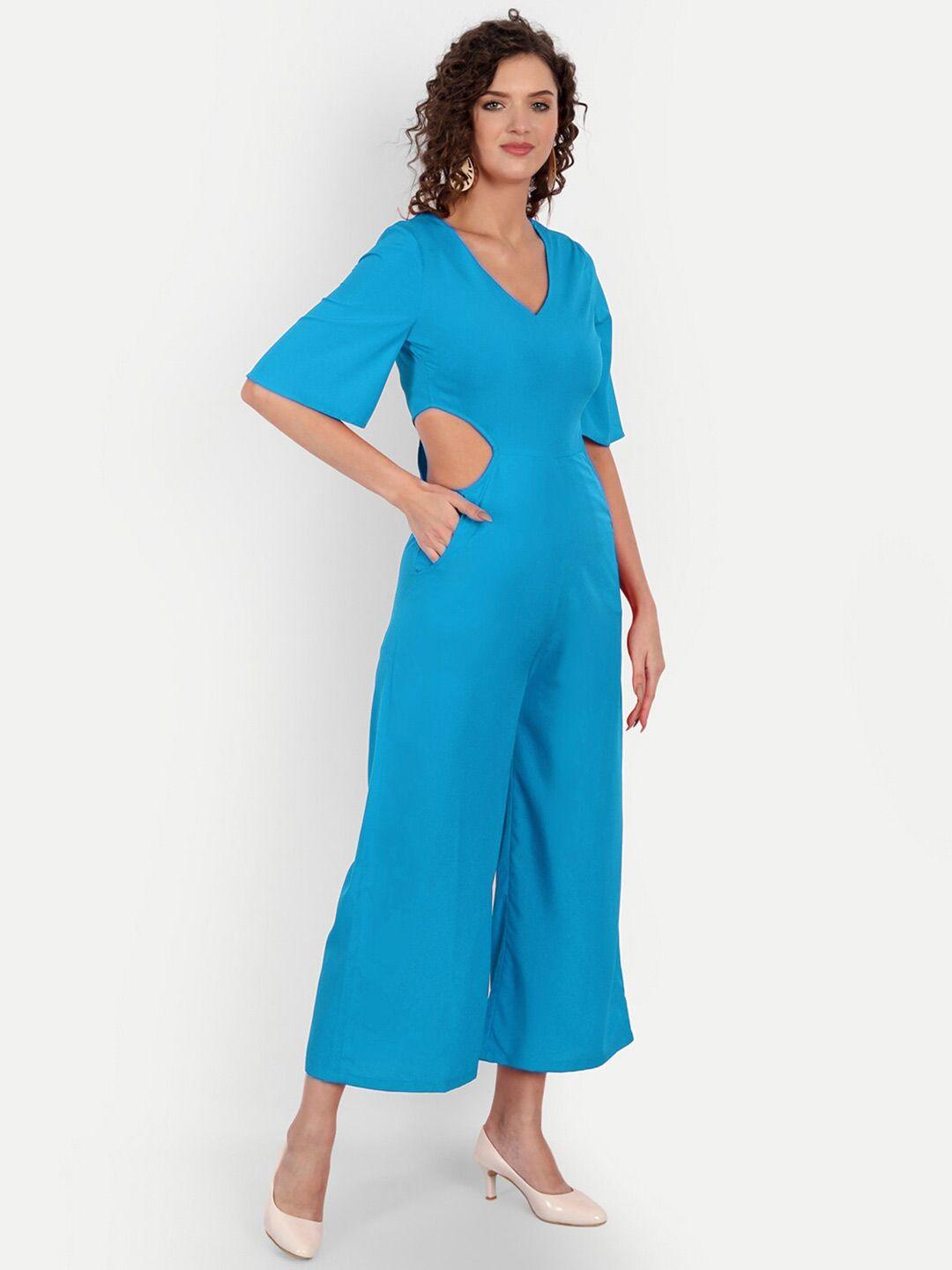 minglay blue crepe a-line dress