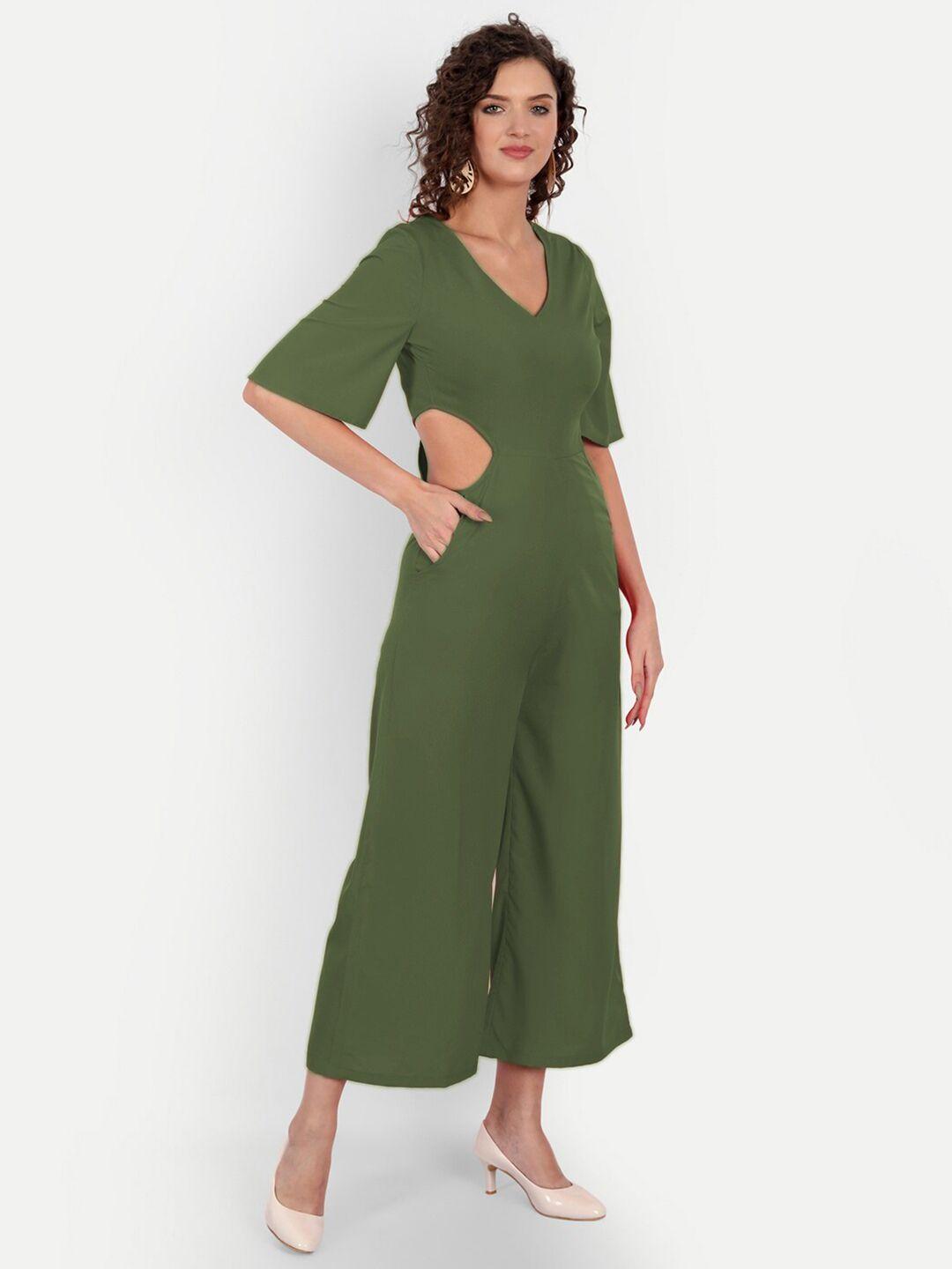 minglay olive green organic cotton basic jumpsuit