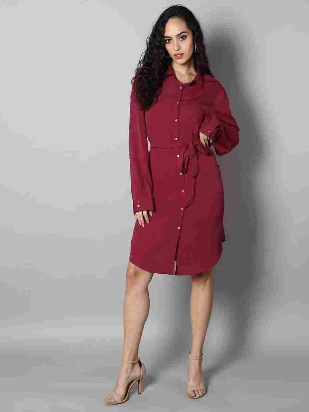 minglay women purple crepe shirt dress