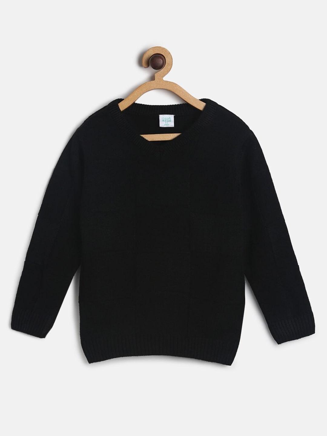mini klub boys black solid pure acrylic pullover sweater