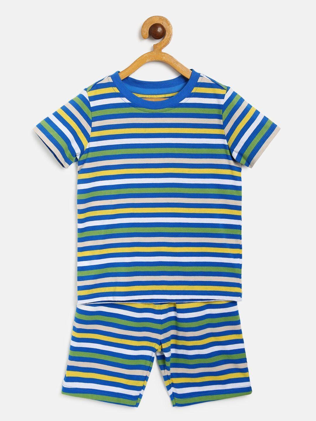 mini klub boys blue & white striped t-shirt with shorts