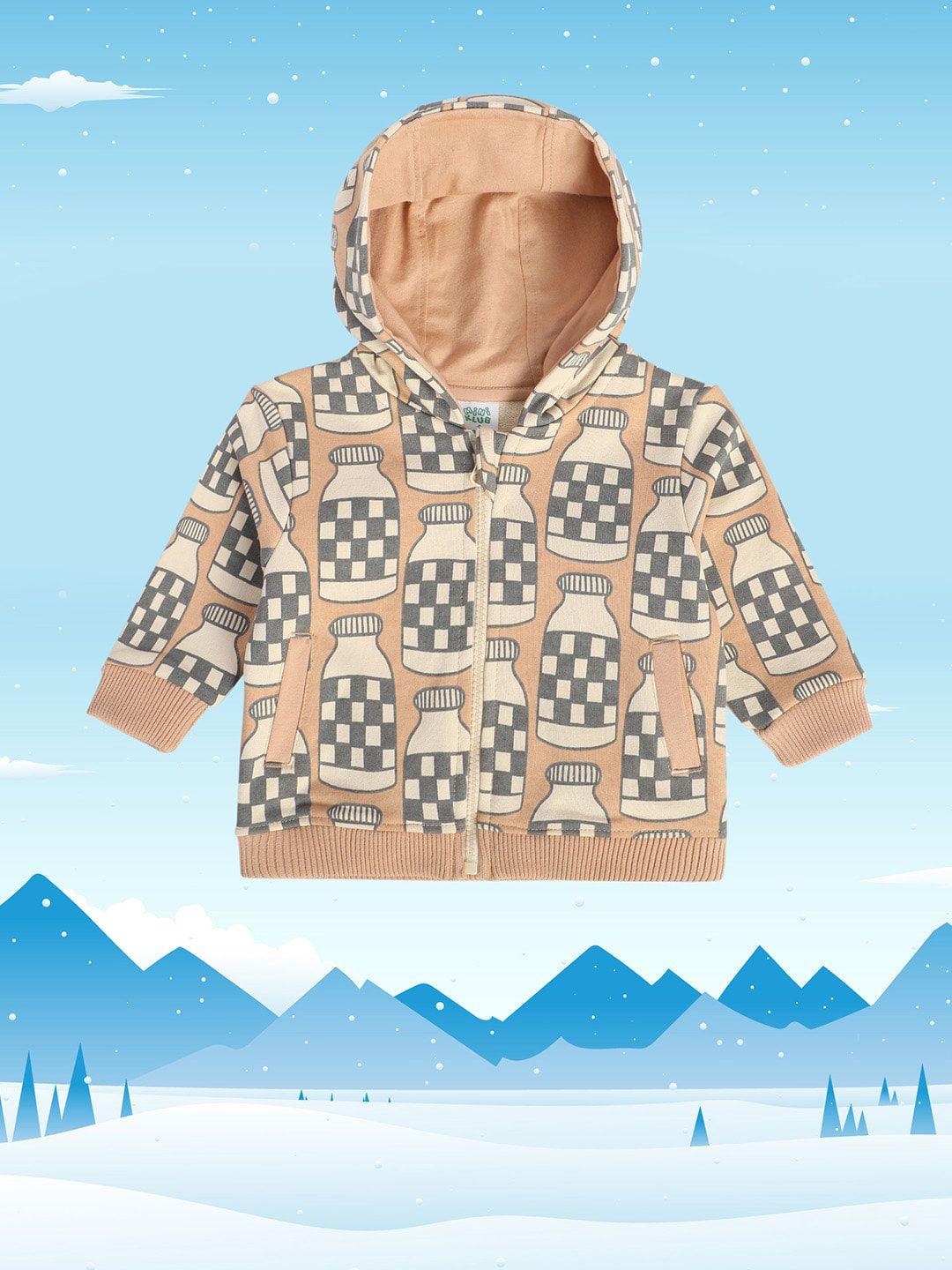 mini klub boys graphic printed hooded open front jacket