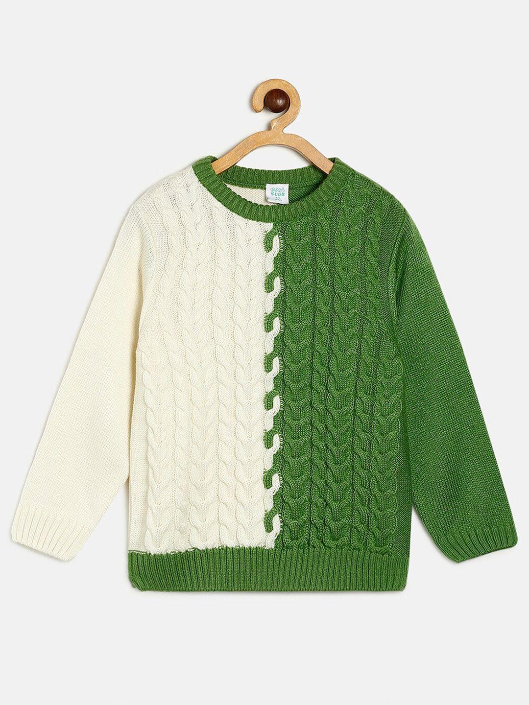 mini klub boys green & cream-coloured cable knit pullover