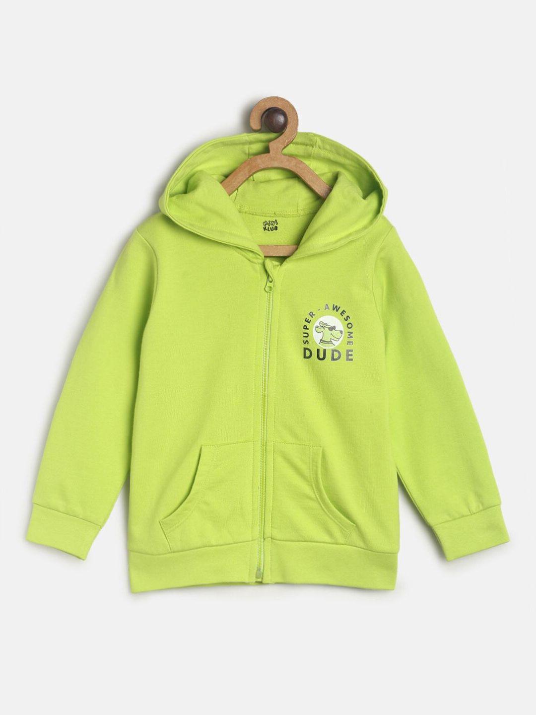 mini klub boys green solid hooded sweatshirt