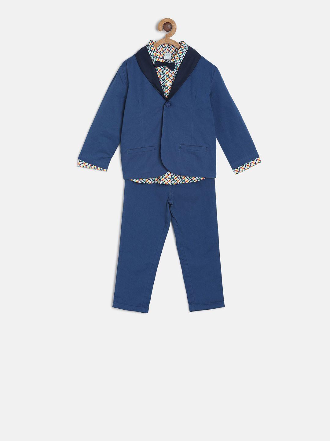 mini-klub-boys-navy-blue-solid-clothing-set-with-blazers-&-bow-tie