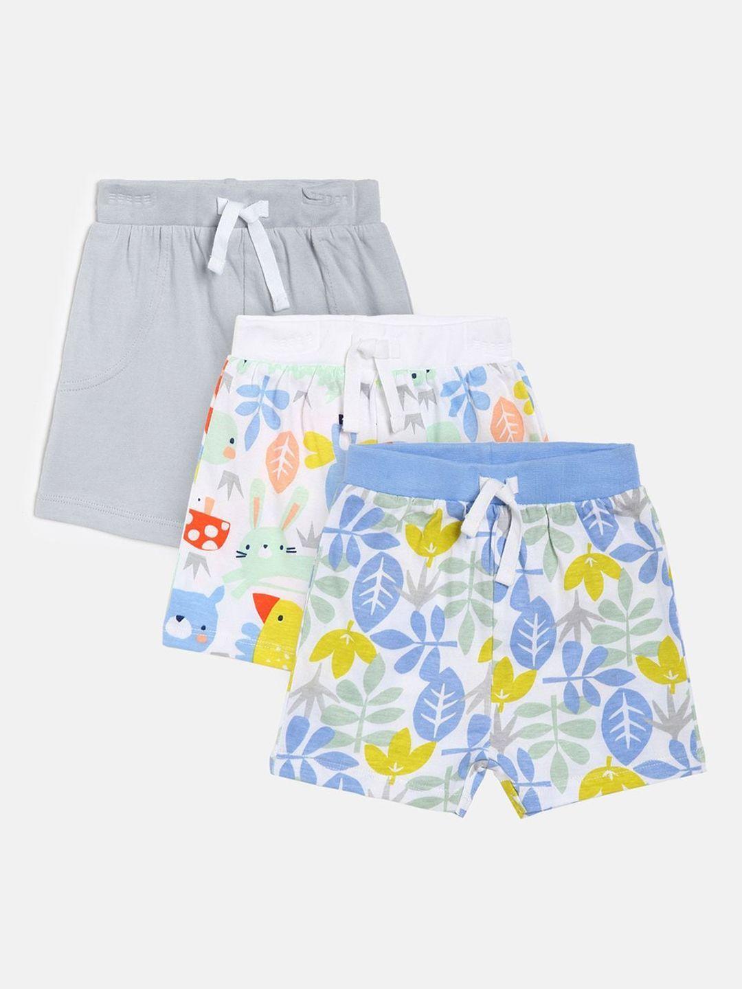 mini klub boys pack of 3 conversational printed pure cotton shorts