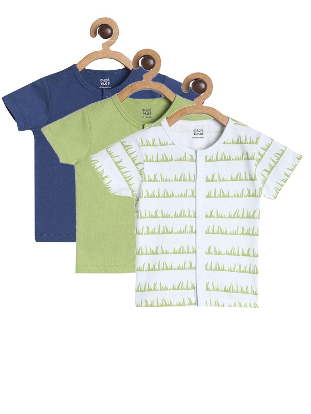 mini klub boys pack of 3 printed front open cotton vests