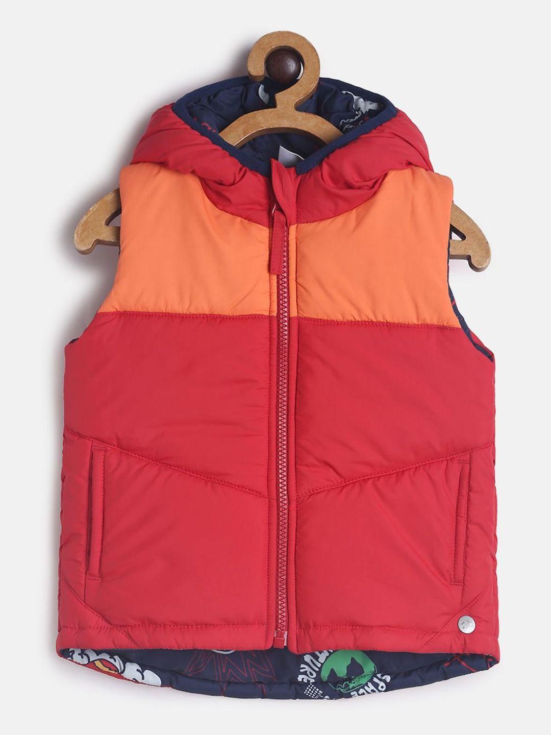 mini klub boys red & orange colourblocked lightweight padded jacket