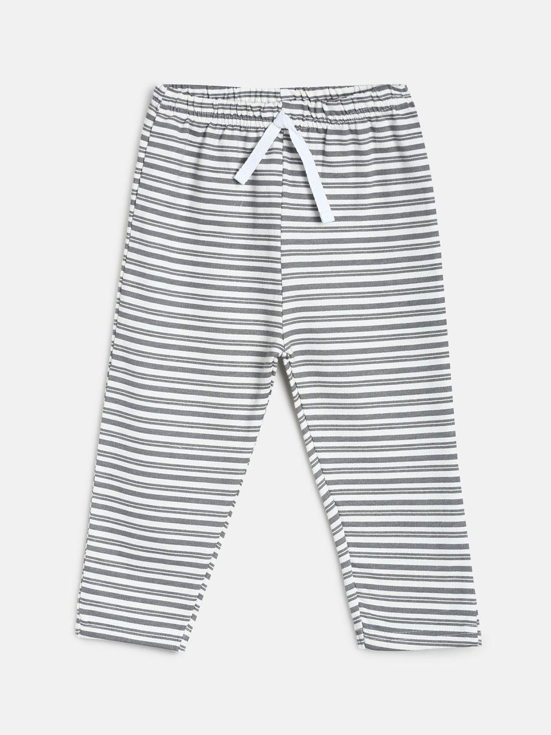 mini klub infant boys grey printed pure-cotton track pants