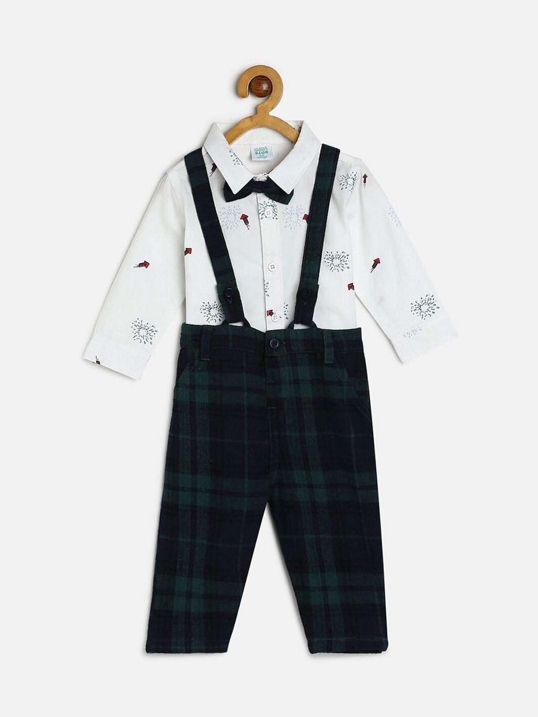 mini klub infant boys printed pure cotton shirt with trousers