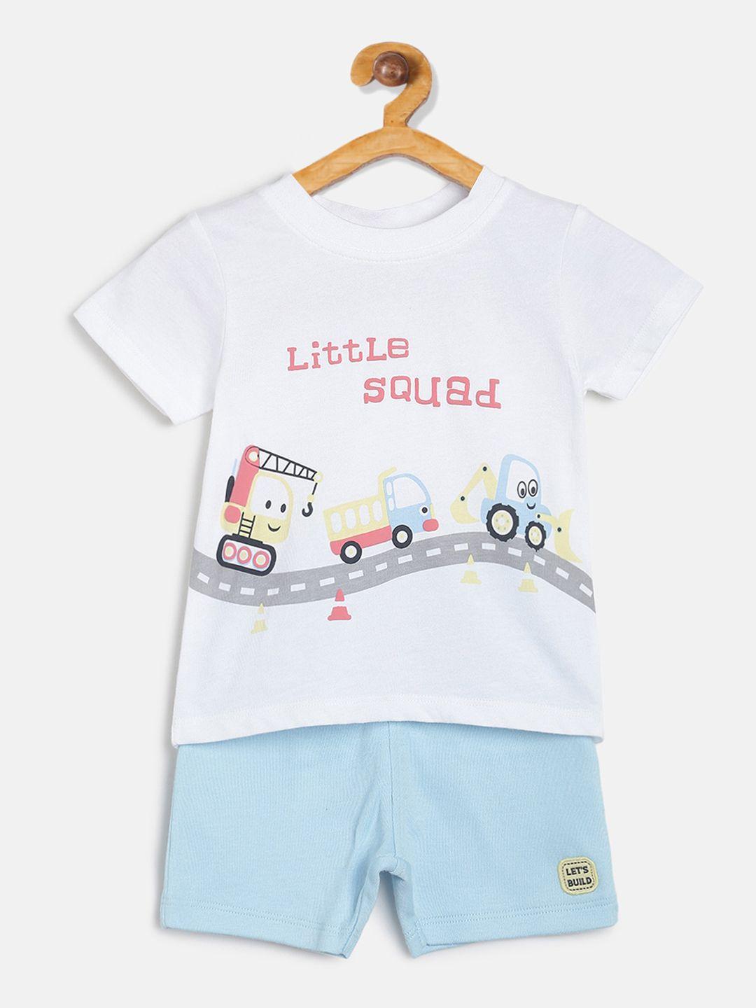 mini klub infant boys white & blue printed clothing set
