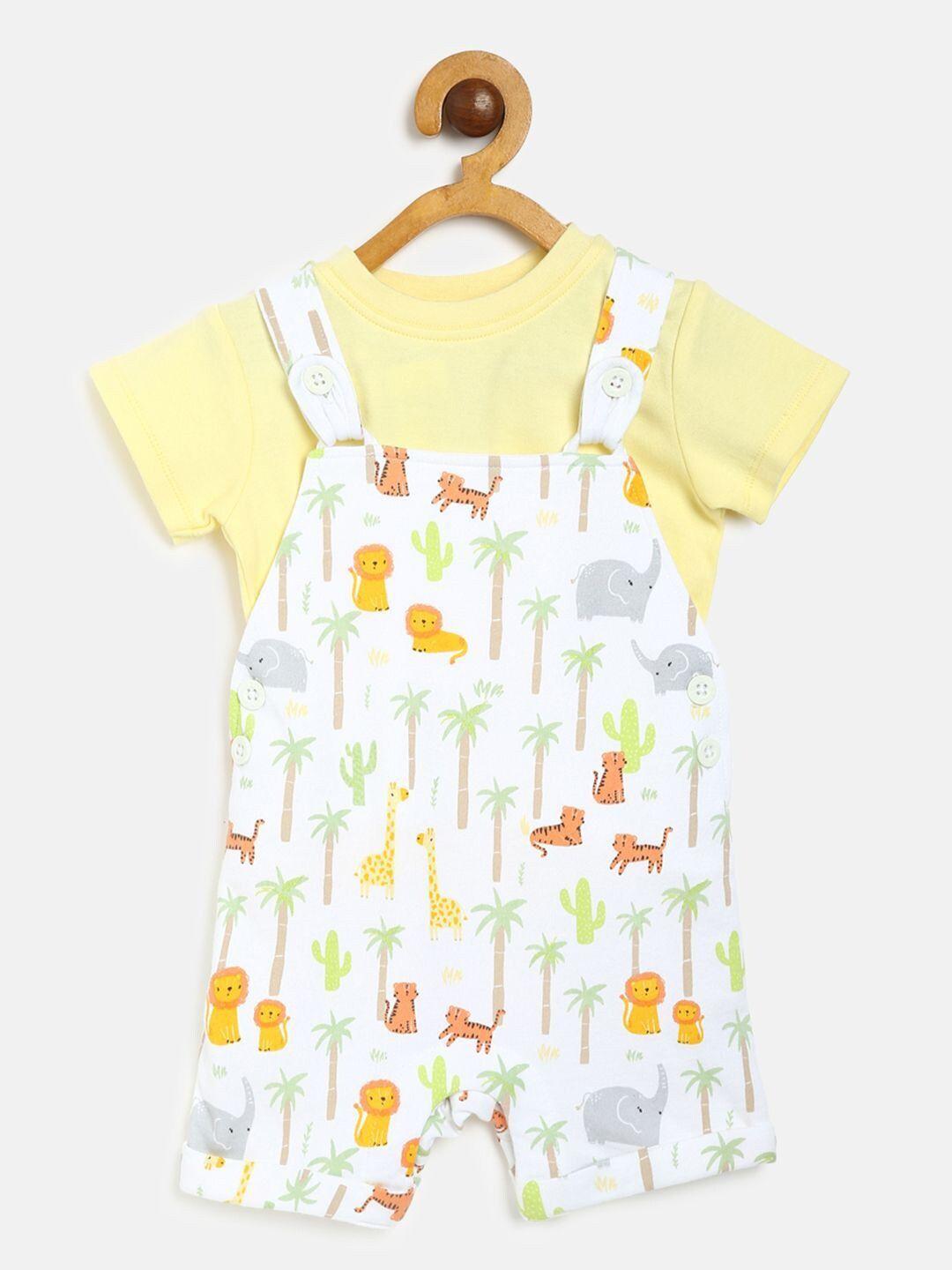 mini klub infant boys white and yellow organic cotton t-shirt with shorts