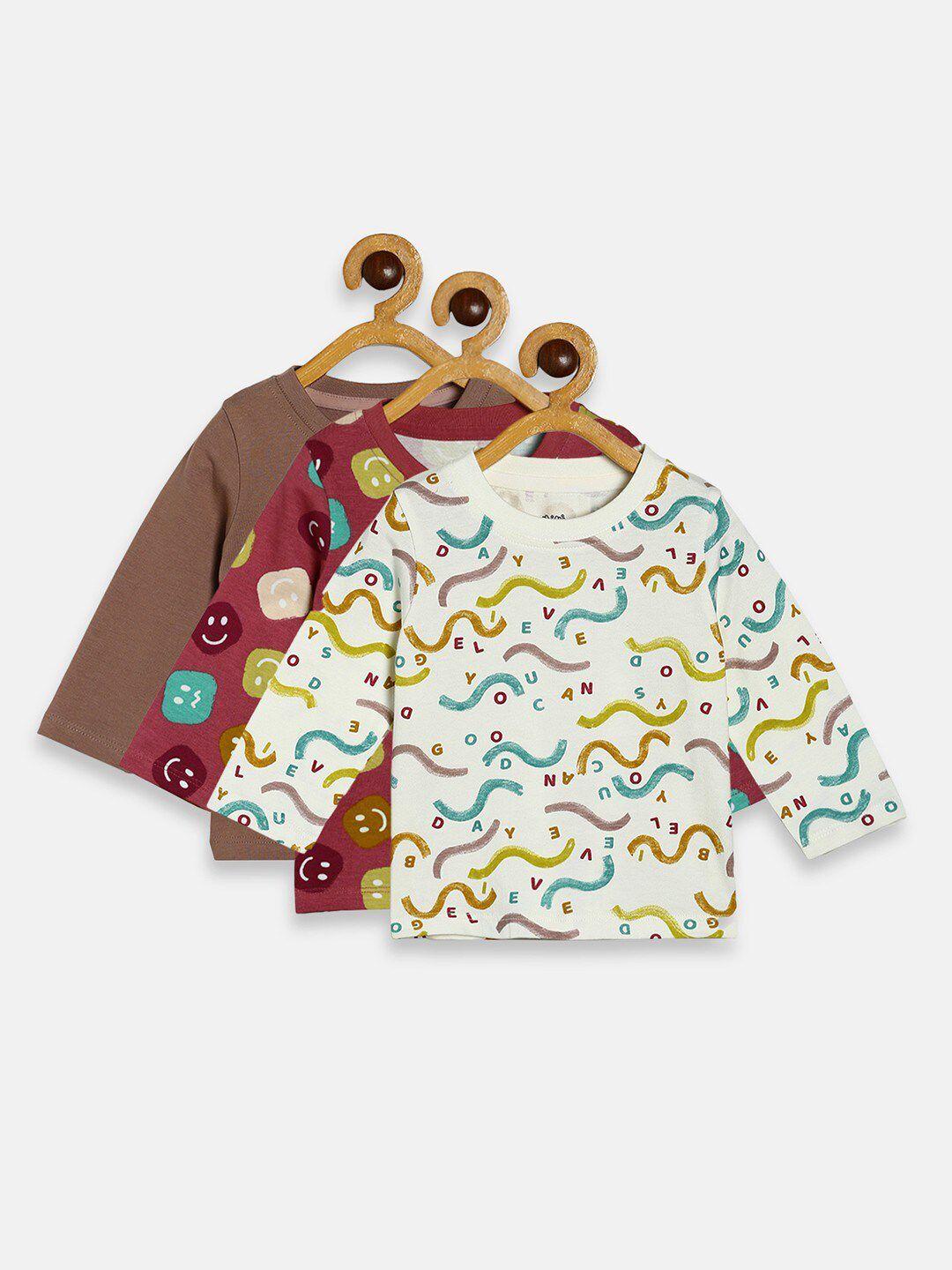 mini klub infants boys pack of 3 conversational printed round neck t-shirt