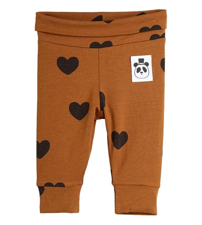 mini rodini kids brown printed fitted trousers