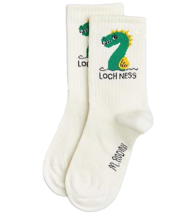 mini rodini kids white printed socks (6-9 m)