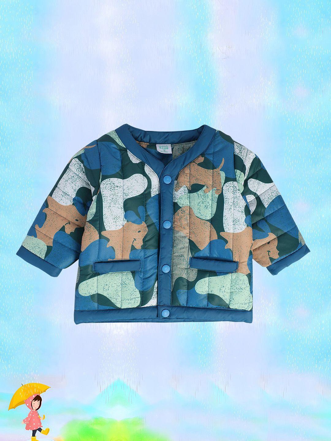 mini klub boys abstract printed lightweight crop pure cotton padded jacket