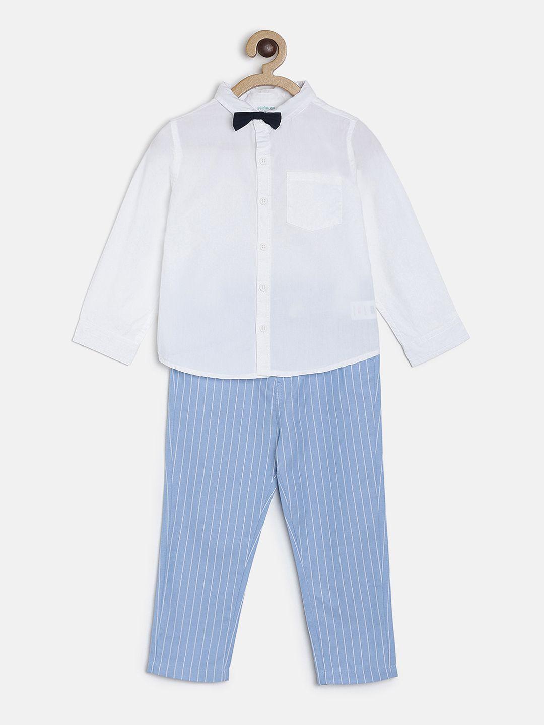 mini klub boys blue & white solid shirt with trousers