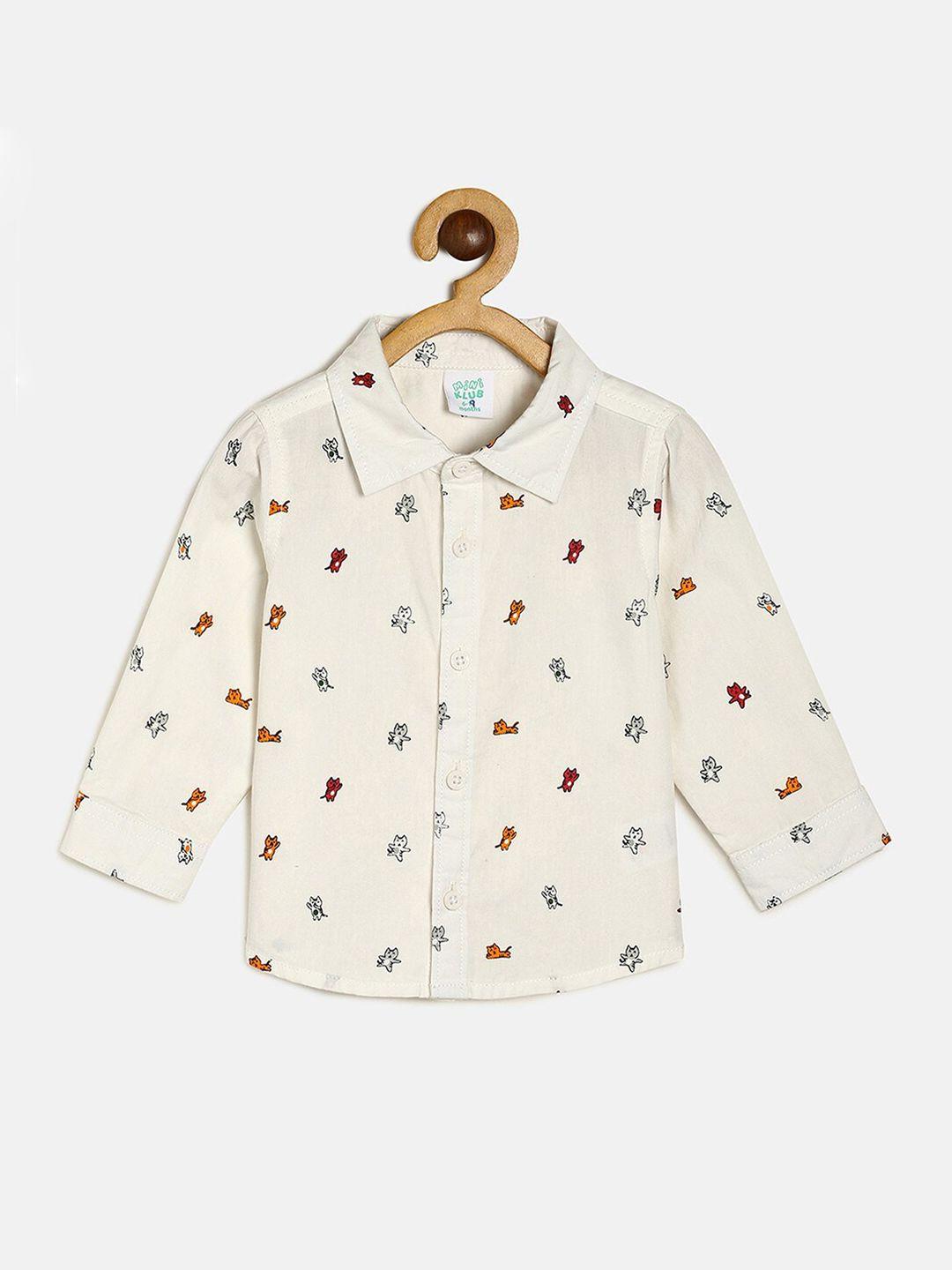 mini klub boys conversational printed casual pure cotton shirt